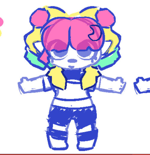 Sketch planned to be used as reference for a 3D model for a friend, mainly inspired by Vippori art style kinda.