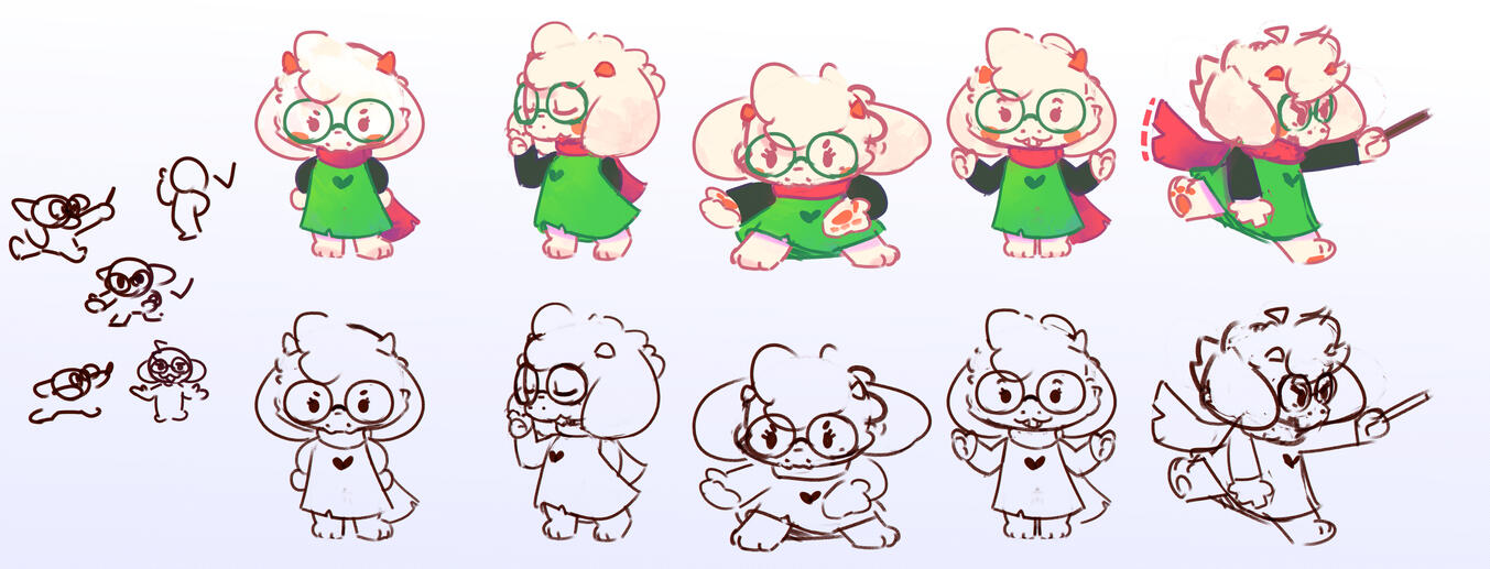 Ralsei's sprites & line arts for a quick animation.